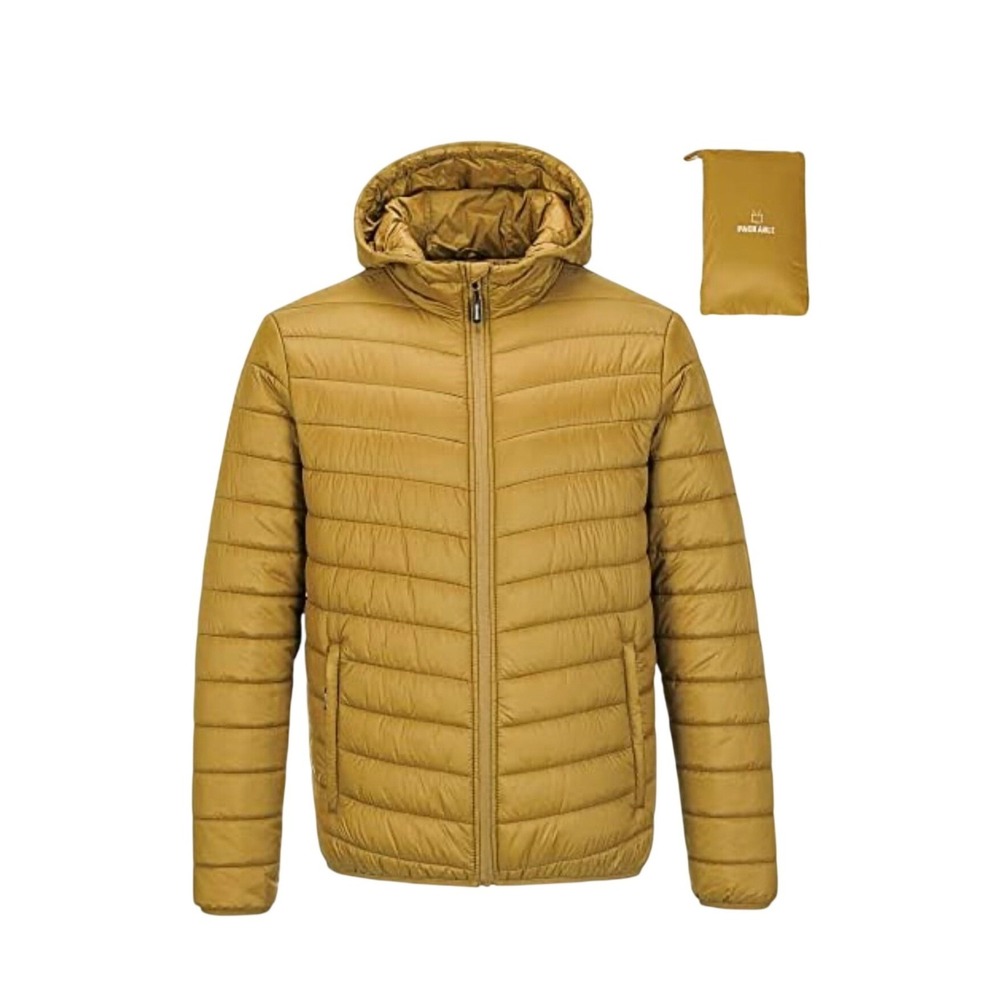 Outdoor Ventures Puffer Jacket Mens‎ M Mustard Yellow Packable Insulated Coat